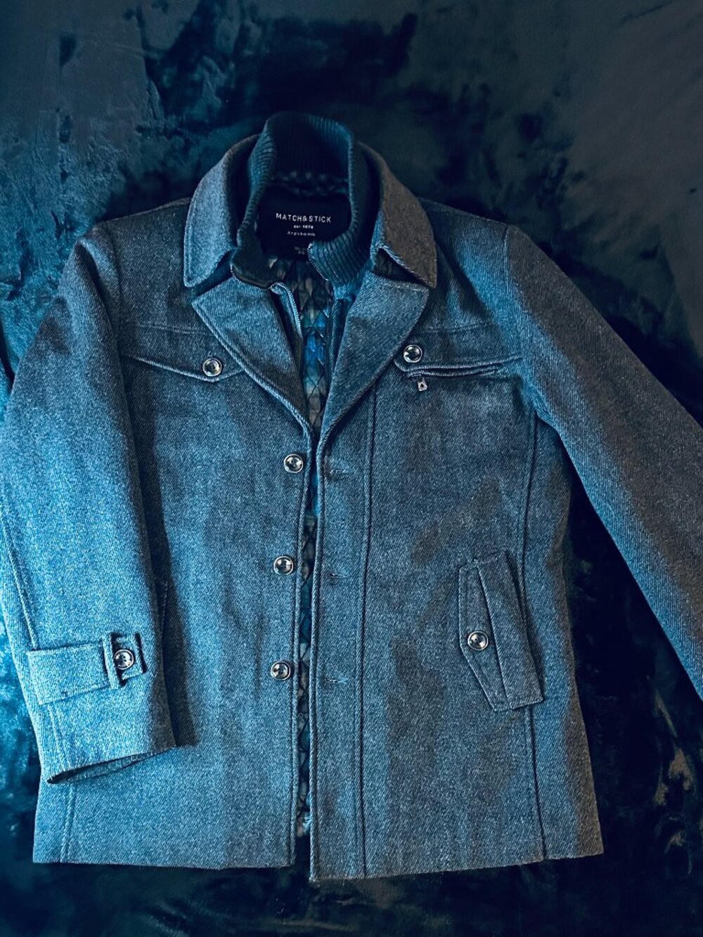 Match & Stick wool-blend jacket, w/ quilted lining, Men's XXL